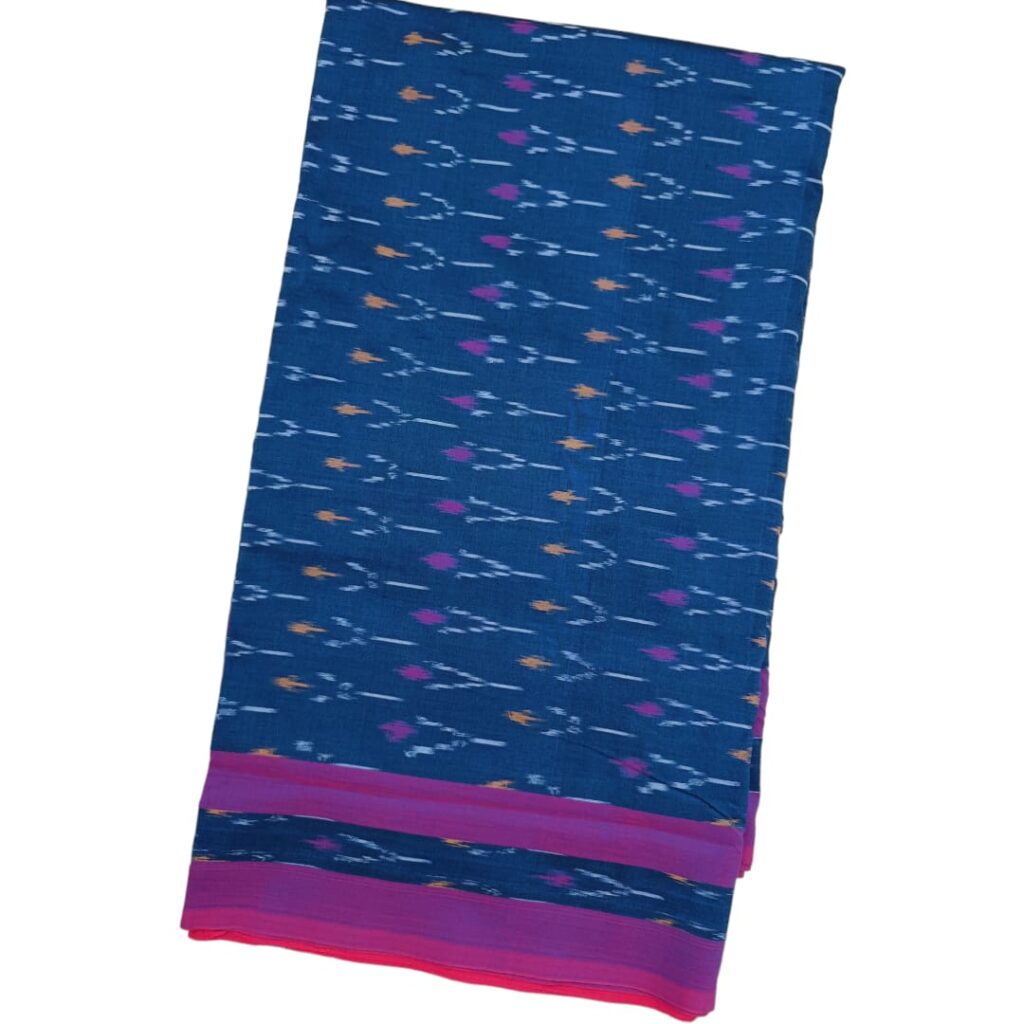 Single Ikkat Pochampally Mercerized Cotton Saree Light Weight With Blouse Handloom Cotton