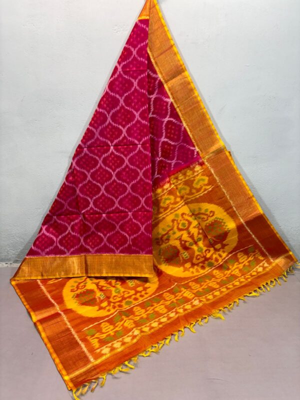 Pure Ikkat Sico  Silk Cotton  Sarees, 4 Inch Border Handloom Saree With Blouse - PRS4SICO00059