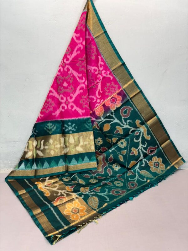 Pure Ikkat Sico ( Silk Cotton ) Sarees, 14 Inch Border Handloom Saree With Blouse - 14SICO0008