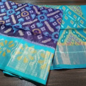 8 Inch Border Ikkat SICO Silk Sarees