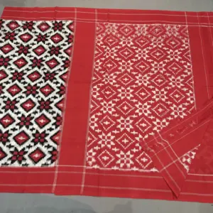 Pochampally Ikkat Telia Rumal Cotton Sarees With Blouse - VHT0024