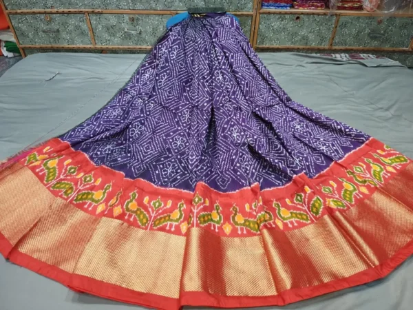 Pochampally Ikkat Handloom Silk Lehenga with blouse Unstitched - PRS75007