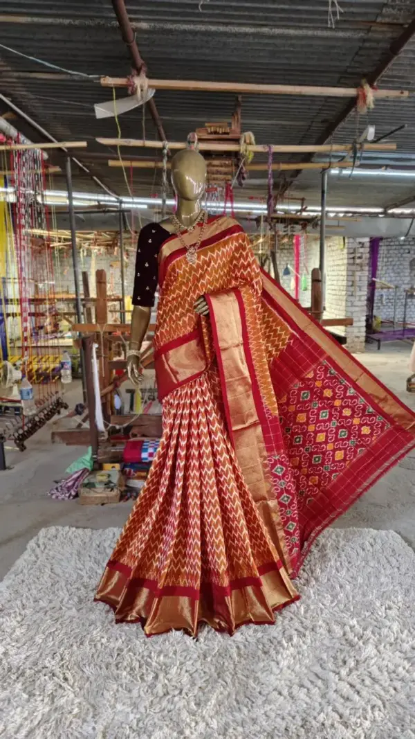 Pochampally  Ikkat Silk  Sarees  With Blouse | Double Ikkat  Sarees -SMSS13003