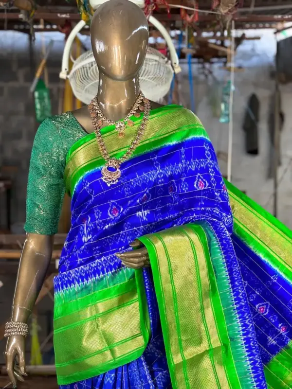 Pochampally  Ikkat Silk  Sarees  With Blouse | Double Ikkat  Sarees -SMSS13005
