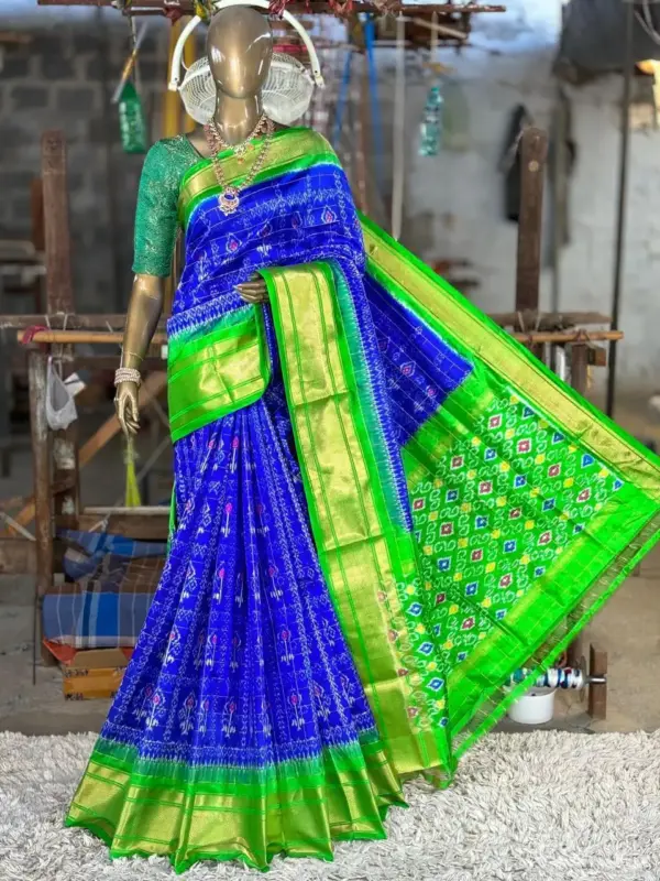 Pochampally  Ikkat Silk  Sarees  With Blouse | Double Ikkat  Sarees -SMSS13007