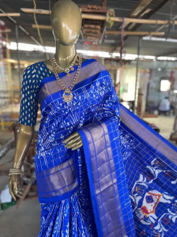 Pochampally  Ikkat Silk  Sarees  With Blouse | Double Ikkat  Sarees -SMSS13009