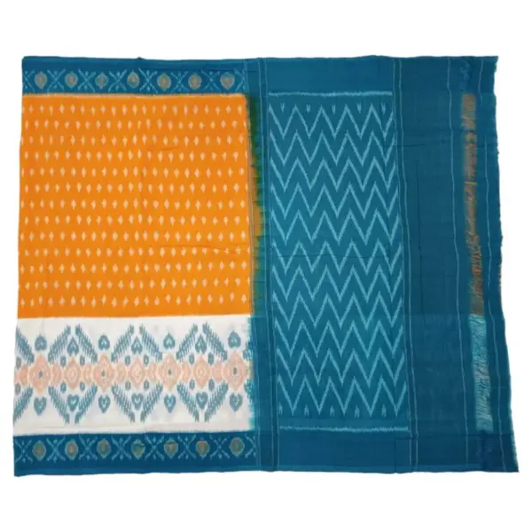 Double Ikkat Pochampally Mercerized cotton saree With Blouse | Handloom Sarees -DIMCS0020
