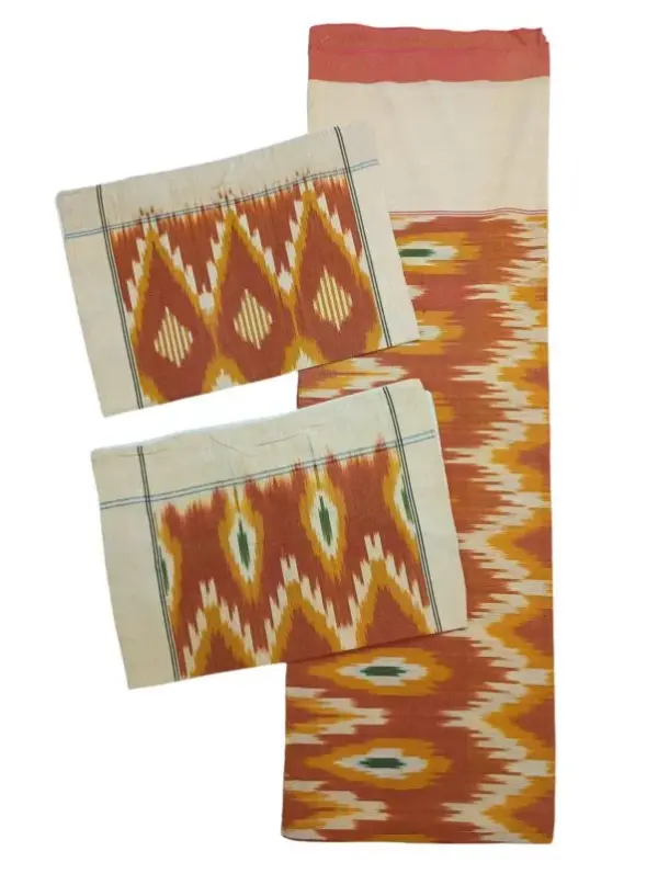 Pochampally Ikkat HandWovened 100% Cotton Double Bedsheet with 2 Pillow Covers - IKDB00089