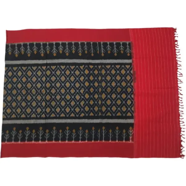 Pochampally Double ikkat cotton Dupattas | Double Weaving Handloom  | Length 2.5 Meters - IKD00024