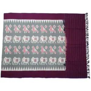 Pochampally Double ikkat cotton Dupattas | Double Weaving Handloom  | Length 2.5 Meters - IKD00026