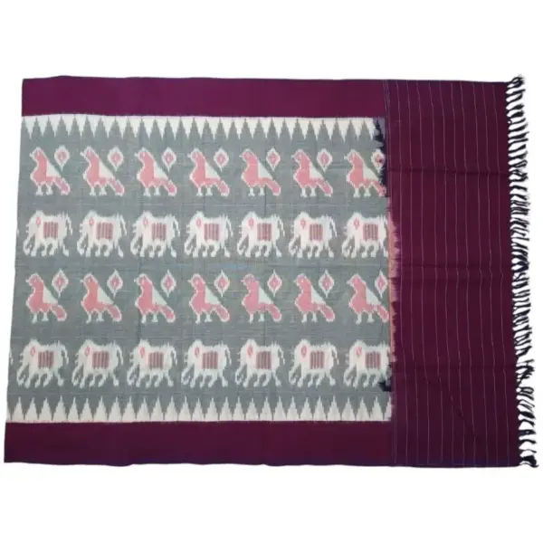 Pochampally Double ikkat cotton Dupattas | Double Weaving Handloom  | Length 2.5 Meters - IKD00026