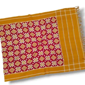 Pochampally Ikkat Telia Rumal Handloom cotton Dupattas | Length 2.5 Meters - IKTD00016