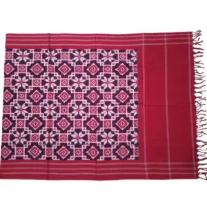 Pochampally Ikkat Telia Rumal Handloom cotton Dupattas | Length 2.5 Meters - IKTD0004