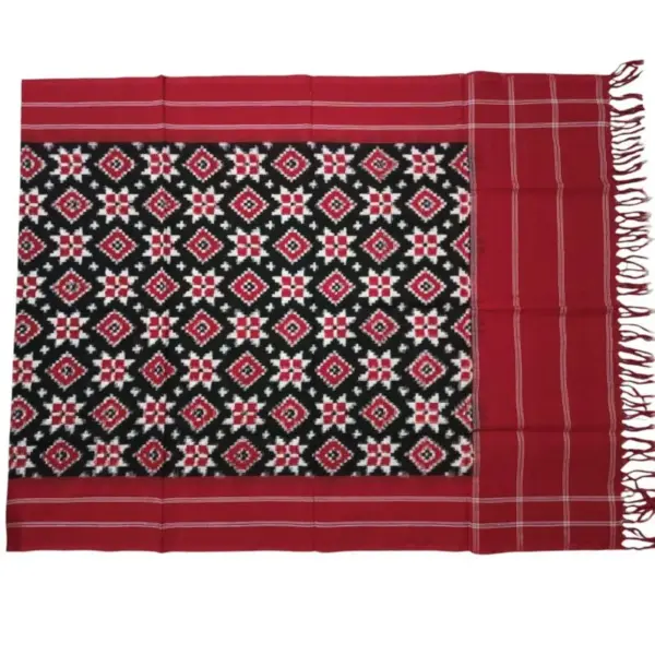 Pochampally Ikkat Telia Rumal Handloom cotton Dupattas | Length 2.5 Meters - IKTD0005