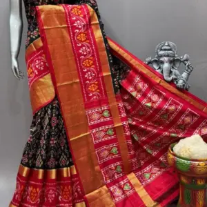 Pochampally  Double Ikkat Silk Sarees With Blouse | Handloom Sarees - PABS1200010