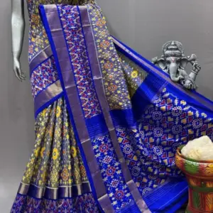 Pochampally  Double Ikkat Silk Sarees With Blouse | Handloom Sarees - PABS1200011