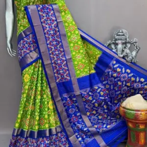 Pochampally  Double Ikkat Silk Sarees With Blouse | Handloom Sarees - PABS1200012