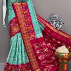Pochampally  Double Ikkat Silk Sarees With Blouse | Handloom Sarees - PABS1200014