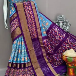 Pochampally  Double Ikkat Silk Sarees With Blouse | Handloom Sarees - PABS1200016
