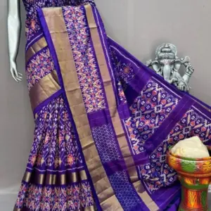 Pochampally  Double Ikkat Silk Sarees With Blouse | Handloom Sarees - PABS1200019