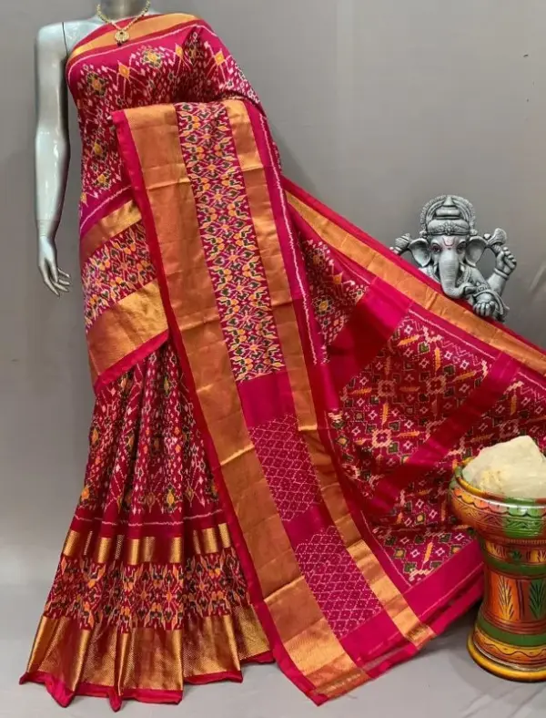 Pochampally  Double Ikkat Silk Sarees With Blouse | Handloom Sarees - PABS1200024