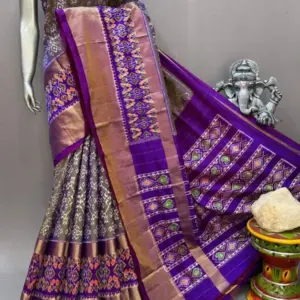 Pochampally  Double Ikkat Silk Sarees With Blouse | Handloom Sarees - PABS120003