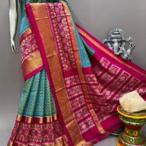 Pochampally  Double Ikkat Silk Sarees With Blouse | Handloom Sarees - PABS120004