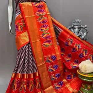 Pochampally  Double Ikkat Silk Sarees With Blouse | Handloom Sarees - PABS120007