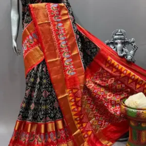 Pochampally  Double Ikkat Silk Sarees With Blouse | Handloom Sarees - PABS120008