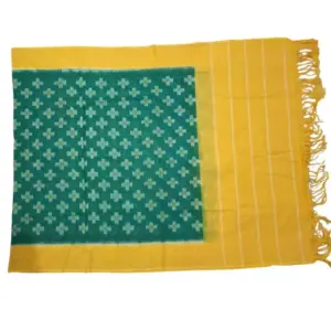 Pochampally Double ikkat cotton Dupattas | Double Weaving Handloom  | Length 2.5 Meters - IKD00012