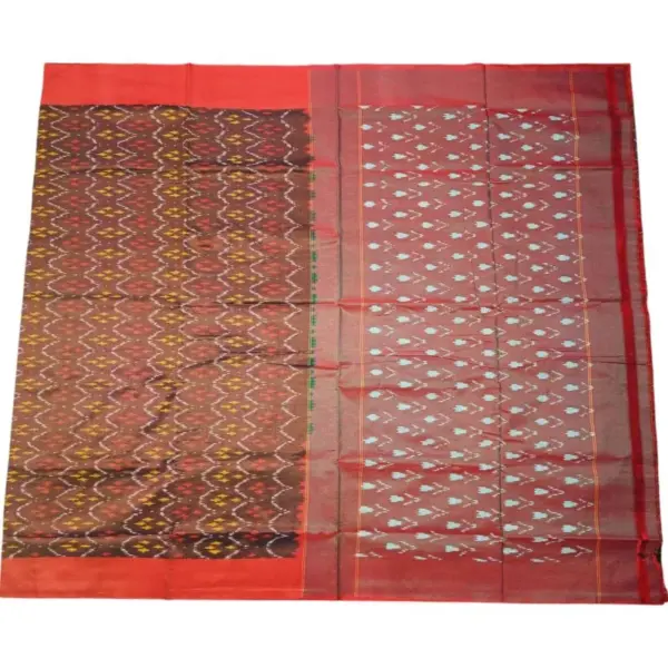 Single Ikkat Pochampally Mercerized cotton saree With Blouse | Handloom Cotton Sarees -SMCS00032