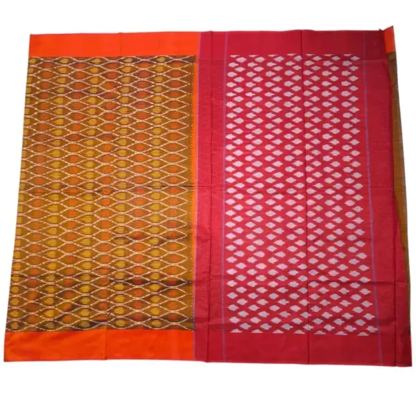 Single Ikkat Pochampally Mercerized cotton saree With Blouse | Handloom Cotton Sarees -SMCS00053