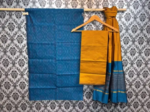 Pochampally Ikkat Silk Mix Unstitched Ethnic Dress Materials -CKSMDM0001