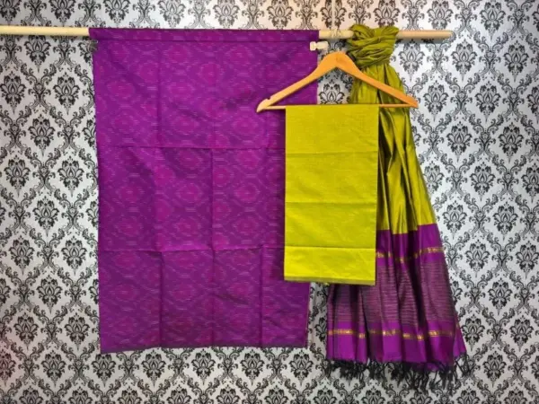 Pochampally Ikkat Silk Mix Unstitched Ethnic Dress Materials -CKSMDM00012