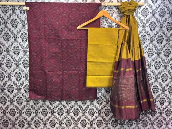 Pochampally Ikkat Silk Mix Unstitched Ethnic Dress Materials -CKSMDM00019