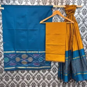 Pochampally Ikkat Silk Mix Unstitched Ethnic Dress Materials -CKSMDM0004