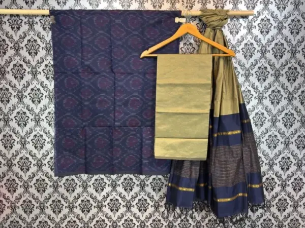 Pochampally Ikkat Silk Mix Unstitched Ethnic Dress Materials -CKSMDM0006