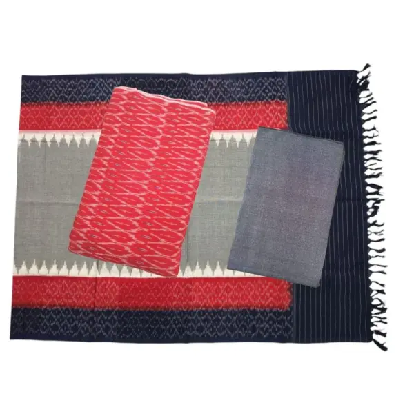 Pochampally Double Ikkat Cotton Dress Materials Unstitched Ethnic Suits - DIDM0001