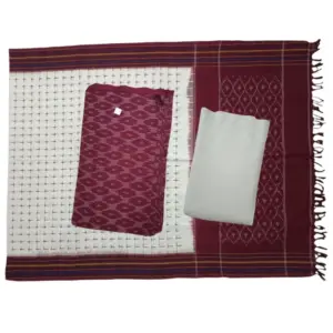 Pochampally Double Ikkat Cotton Dress Materials Unstitched Ethnic Suits - DIDM00010