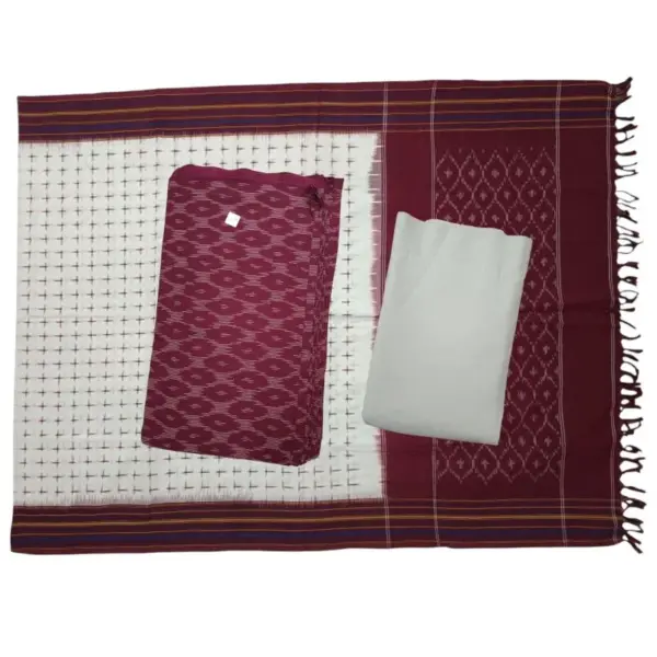 Pochampally Double Ikkat Cotton Dress Materials Unstitched Ethnic Suits - DIDM00010