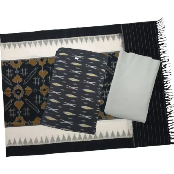 Pochampally Double Ikkat Cotton Dress Materials Unstitched Ethnic Suits - DIDM00011