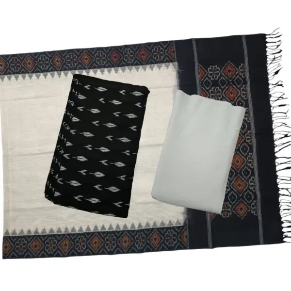 Pochampally Double Ikkat Cotton Dress Materials Unstitched Ethnic Suits - DIDM00015