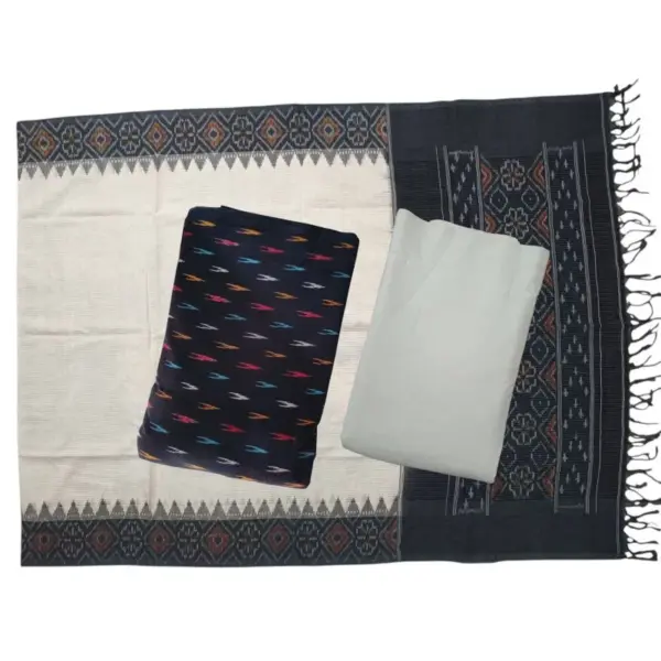 Pochampally Double Ikkat Cotton Dress Materials Unstitched Ethnic Suits - DIDM00016