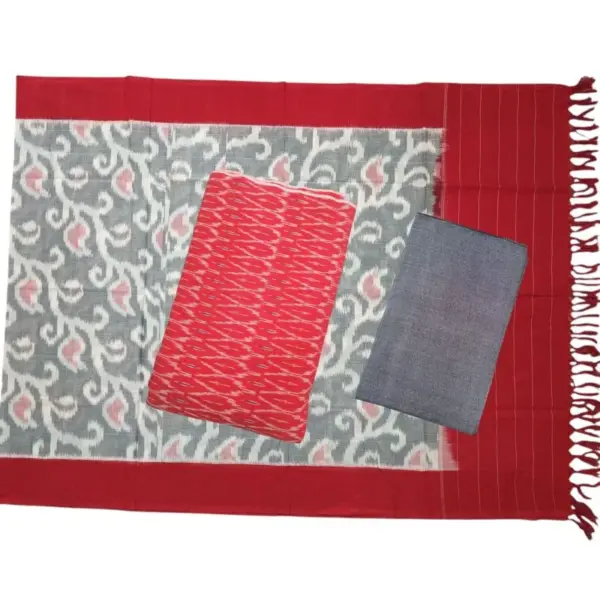Pochampally Double Ikkat Cotton Dress Materials Unstitched Ethnic Suits - DIDM00018