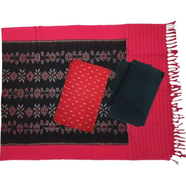 Pochampally Double Ikkat Cotton Dress Materials Unstitched Ethnic Suits - DIDM00023