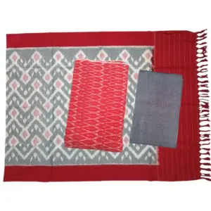 Pochampally Double Ikkat Cotton Dress Materials Unstitched Ethnic Suits - DIDM00024
