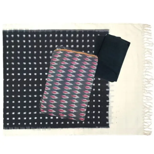Pochampally Double Ikkat Cotton Dress Materials Unstitched Ethnic Suits - DIDM00026