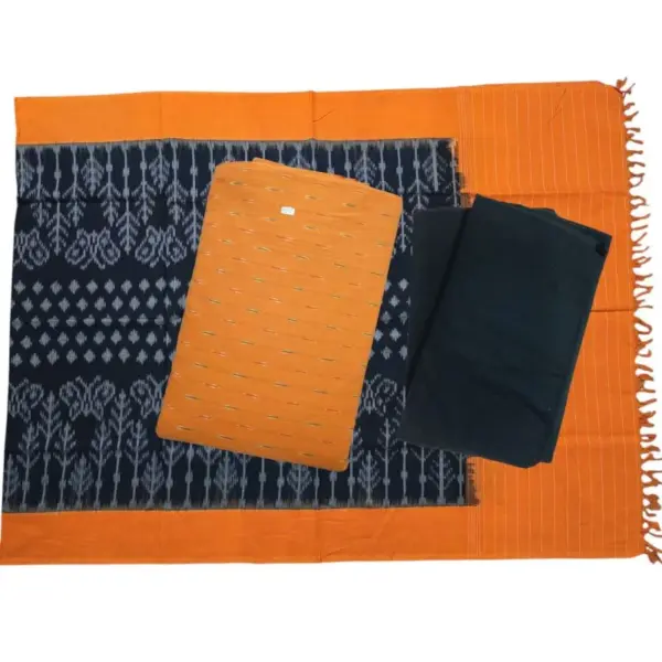Pochampally Double Ikkat Cotton Dress Materials Unstitched Ethnic Suits - DIDM0003