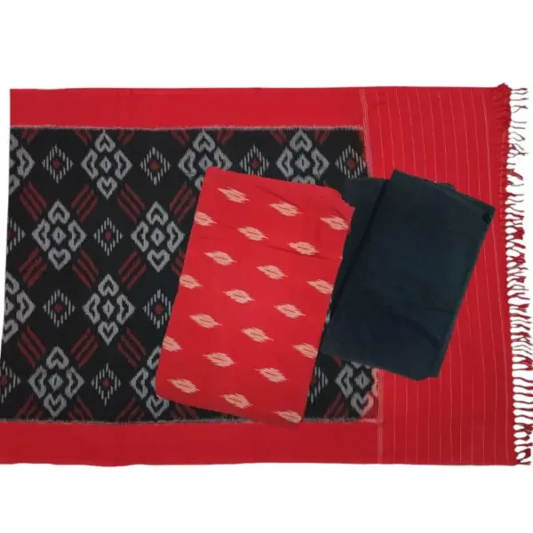 Pochampally Double Ikkat Cotton Dress Materials Unstitched Ethnic Suits - DIDM00037
