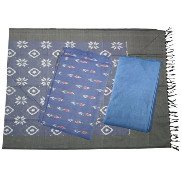 Pochampally Double Ikkat Cotton Dress Materials Unstitched Ethnic Suits - DIDM00040